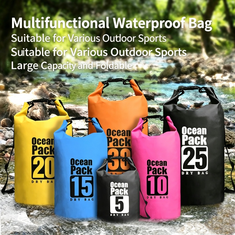 Fishing Kayak Storage Bag - Bolsa Impermeável para Natação 5L/10L/20L/30L, Bolsa