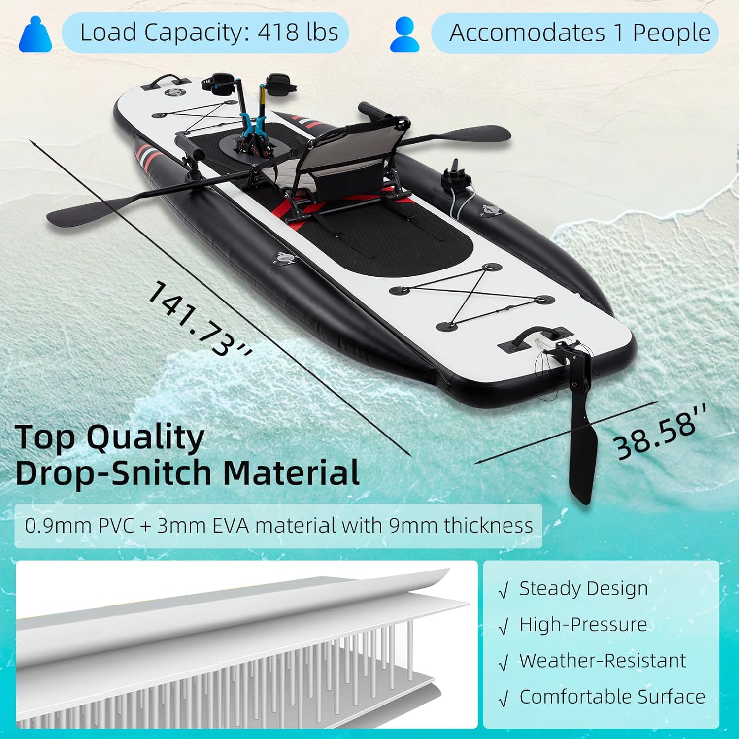 Caiaque Inflável Premium de PV - Fishing Kayak Seat avaliação e preço